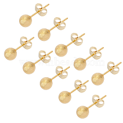 Unicraftale 304 Stainless Steel Ear Studs, Hypoallergenic Earrings, Textured, with Ear Nuts, Round, Golden, 18x6mm, Pin: 0.7mm, 20pairs/box(EJEW-UN0001-12-6mm)
