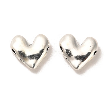 Tibetan Style Alloy Beads, Cadmium Free & Lead Free, Heart, Antique Silver, 11x12x3.5mm, Hole: 1.6mm, about 862pcs/1000g