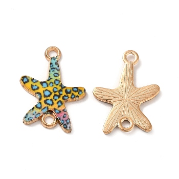 Printed Alloy Connector Charms, Starfish Links, Light Gold, Nickel, Gold, 23x16x1.5mm, Hole: 1.8mm