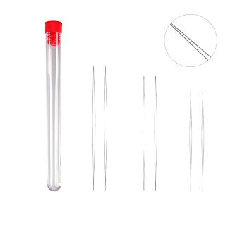 Stainless Steel Collapsible Big Eye Beading Needles, Seed Bead Needle, with Storage Tube, Red, 114~161x15mm, 7pcs/set