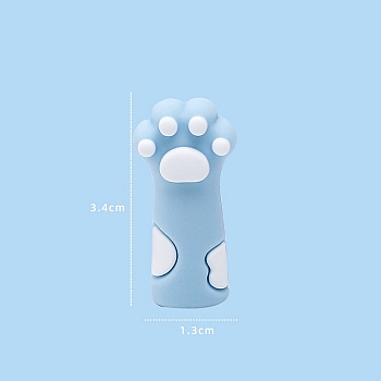 Cute Cat Paw Print Silicone Pencil Cap, Stationery Protective Cover, School Supplies, Light Sky Blue, 3.4x1.3cm