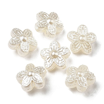 ABS Imitation Pearl Beads, Flower, 11x10.5x6mm, Hole: 1.5mm