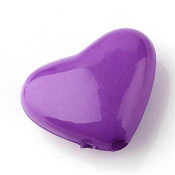 Opaque Acrylic Beads, Heart, Blue Violet, 10x10.5x5.5mm, Hole: 1.5mm, about 1250pcs/500g