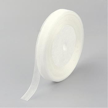 Organza Ribbon, White, 3/8 inch(10mm), 50yards/roll(45.72m/roll), 10rolls/group, 500yards/group(457.2m/group)