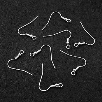 304 Stainless Steel Earring Hooks, Ear Wire, with Horizontal Loop, 925 Sterling Silver Plated, 25x20mm, Hole: 2.3mm, Pin: 0.7mm