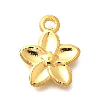 304 Stainless Steel Pendants, Flower Charms, Ion Plating(IP), Real 18K Gold Plated, 16.5x13.5x2.5mm, Hole: 2mm