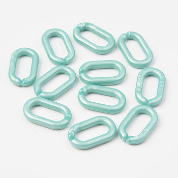 Opaque Acrylic Linking Rings, Quick Link Connectors, For Jewelry Cable Chains Making, Oval, Pale Turquoise, 27x16x4mm, Inner Diameter: 19x8mm, about 490pcs/500g