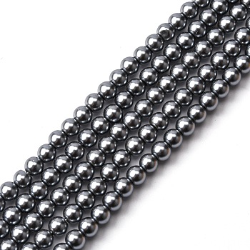 Eco-Friendly Grade A Glass Pearl Beads, Pearlized, Round, Slate Gray, 6mm, Hole: 1.2~1.5mm, about 68pcs/Strand, 16''(40.64cm)