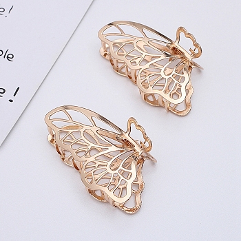 Alloy Claw Hair Clips, Butterfly, Light Gold, 80x50mm