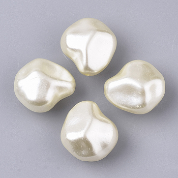 ABS Plastic Imitation Pearl Beads, Nuggets, Beige, 20x18.5x13mm, Hole: 1.2mm