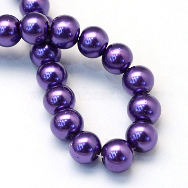 Baking Painted Pearlized Glass Pearl Round Bead Strands(X-HY-Q330-8mm-76)-4