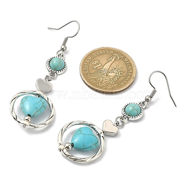 3 paire 3 style 304 boucles d'oreilles pendantes en acier inoxydable avec perles synthétiques turquoise pour femme(EJEW-JE05380)-3