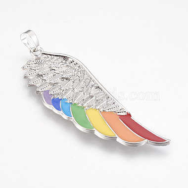 Platinum Colorful Wing Alloy+Enamel Big Pendants