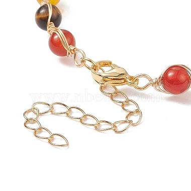 Natural & Synthetic Mixed Stone & Pearl Beaded Dangle Earrings & Bracelet(SJEW-JS01261)-4