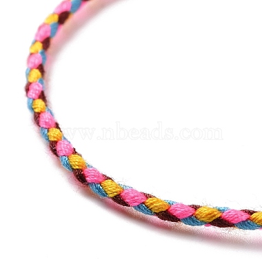 Bracelet coulissant tressé en polyester avec perles en laiton(BJEW-A099-01)-3