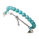 2Pcs 2 Style Synthetic Turquoise & Glass & Shell Stretch Bracelets with Tortoise(BJEW-JB10091-02)-3