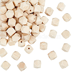 100Pcs Unfinished Wood Faceted Cube Beads, Natural Wooden Beads, Lead Free, Moccasin, 14x14x14mm, Hole: 3mm(WOOD-PA0001-75B)