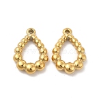 Ion Plating(IP) 304 Stainless Steel Pendants, Teardrop Charm, Real 18K Gold Plated, 22.5x16x4mm, Hole: 1.5mm(STAS-B032-07G)