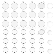 Unicraftale DIY Flat Round Pendant Making Kits, Including 304 Stainless Steel Cabochons Pendants & Connectors Settings, Transparent Glass Cabochons, Stainless Steel Color, Settings: 60pcs/box(DIY-UN0002-89)