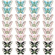 32Pcs 4 Colors Alloy Enamel Pendants, Cadmium Free & Nickel Free & Lead Free, Light Gold, Butterfly with Tulip, Mixed Color, 17.5x28x2.5mm, Hole: 1.8mm, 8pcs/color(FIND-SZ0006-05)