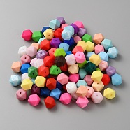 Hexagon Silicone Beads, Chewing Beads For Teethers, DIY Nursing Necklaces Making, Mixed Color, 14x14x14mm, Hole: 2mm(SIL-CJC0005-02)