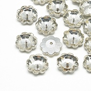 Glass Beads, Back Plated, Faceted, Snowflake, Clear, 8x3mm, Hole: 0.5mm(RGLA-T109-8mm-001)
