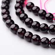 Natural Garnet Round Bead Strands, 6mm, Hole: 1mm, about 70pcs/strand, 15.3 inch(G-N0120-46-6mm)