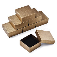Cardboard Jewelry Boxes, for Ring, Earring, Necklace, with Sponge Inside, Square, Dark Goldenrod, 7.4x7.4x3.2cm(CBOX-S018-08D)