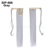 Long Straight Ponytail Hair Extension Magic Paste, Heat Resistant High Temperature Fiber, Wrap Around Ponytail Synthetic Hairpiece, for Women, Gray, 21.65 inch(55cm)(OHAR-E010-01C)