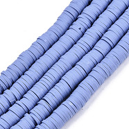 Handmade Polymer Clay Beads Strands, for DIY Jewelry Crafts Supplies, Heishi Beads, Disc/Flat Round, Cornflower Blue, 6x0.5~1mm, Hole: 1.8mm, about 290~320pcs/strand, 15.75 inch~16.14 inch(40~41cm)(CLAY-R089-6mm-023)