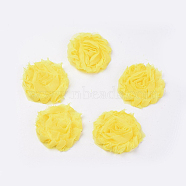 Handmade Woven Costume Accessories, Chiffon Cloth Flower, Yellow, 60x15mm(WOVE-WH0004-A08)