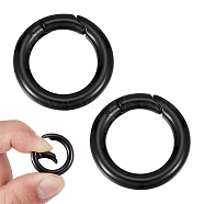 2Pcs 304 Stainless Steel Spring Gate Rings, O Rings, Round Ring, Electrophoresis Black, 6 Gauge, 24x4mm, Inner Diameter: 16mm(STAS-UN0041-70)