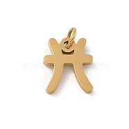 304 Stainless Steel Charms, with Jump Ring, Golden, Constellation Charm, Pisces, 10x8.5x1.5mm, Hole: 3mm(STAS-R001-04G-12)