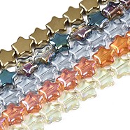 Electroplate Glass Beads Strand, Star, Mixed Color, 8.5x9x3mm, Hole: 0.8mm, about 79~80pcs/strand, 24.80 inch~ 25.20 inch(63~64cm)(EGLA-S188-17)