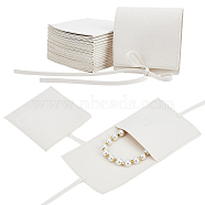 Custom Fiber Velvet Jewelry Bags, Square with Drawstring, Antique White, 8x8cm(TP-WH0018-01C)