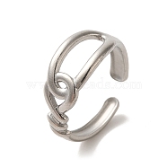304 Stainless Steel Open Cuff Ring, Stainless Steel Color, US Size 7 1/4(17.5mm)(RJEW-C068-11P)