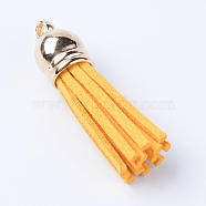 Faux Suede Tassel Pendant Decorations, with CCB Plastic Cord Ends, Gold, 35~37x10mm, Hole: 2.5~3mm(FIND-T002-B28)