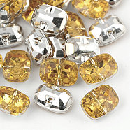 Taiwan Acrylic Rhinestone Buttons, Faceted, 1-Hole, Rectangle, Pale Goldenrod, 30x21x10.5mm, Hole: 2mm(BUTT-F019-30mm-30)