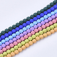 Spray Painted Non-magnetic Synthetic Hematite Beads Strands, Faceted, Polygon, Mixed Color, 6x5x6mm, Hole: 1mm, about 70pcs/strand, 16.14 inch(41cm)(G-T124-13)