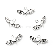 Tibetan Style Alloy Heart with Wing Connector Charms, Antique Silver, 13x23.5x4mm, Hole: 2.5mm(PALLOY-JF01773)