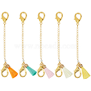 Alloy Pendant Necklaces, with Polyester Tassel, Golden, 147mm, 5pcs/set(HJEW-GO00011)