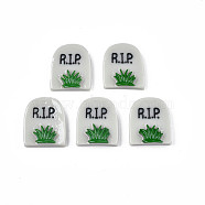 Opaque Resin Cabochons, Halloween Style, Tombstone, Light Green, 21x18.5x6mm(CRES-N033-016)