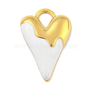 Ion Plating(IP) 304 Stainless Steel Pendants, with Enamel, Real 18K Gold Plated, Heart Charm, White, 25x16.5x3mm, Hole: 5x4mm(STAS-U007-05D-G)