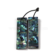 2Pcs Natural Abalone Shell/Paua Shell Pendants, Geometric Charms, Rectangle, 38x11x3mm, Hole: 1mm(SHEL-A005-01I)