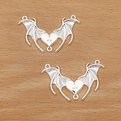 Zinc Alloy Bat Pendants, with Heart & Cross, Platinum, 41x25mm(PW-WGE46F8-01)