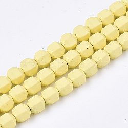 Spray Painted Non-magnetic Synthetic Hematite Beads Strands, Star Cut Round Beads, Faceted, Champagne Yellow, 4x4x4mm, Hole: 0.5mm, about 100pcs/strand, 15.7 inch(G-T116-11-02)