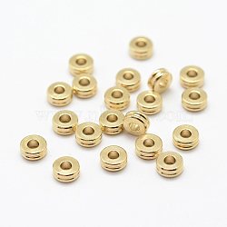 Brass Spacer Beads, Flat Round, Nickel Free, Raw(Unplated), 5x2mm, Hole: 2mm(KK-J270-21C-A)
