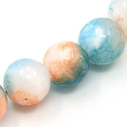 Natural Persian Jade Beads Strands, Dyed, Round, Light Sky Blue, 10mm, Hole: 1mm, about 38pcs/strand, 16 inch(G-D434-10mm-16)