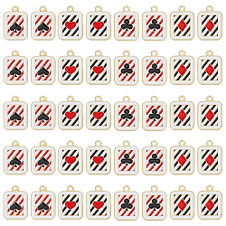 40Pcs 4 Styles Alloy Enamel Pendants, Golden, Rectangle with Playing Card Charm, Spades/Club/Diamond/Heart, Mixed Color, 20x14x1.5mm, Hole: 1.6~1.8mm, 10pcs/style(ENAM-PH0003-06)