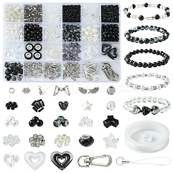 DIY Alloy & Glass & Acrylic Mobile Phone Strap Making Kits, Black, 4~36x4~13.5mm, Hole: 1~9mm(DIY-FS0006-65)